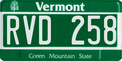 VT license plate RVD258