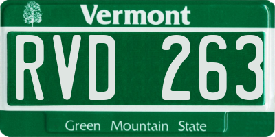 VT license plate RVD263