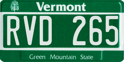 VT license plate RVD265