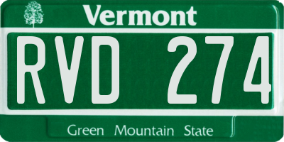 VT license plate RVD274