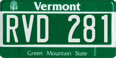 VT license plate RVD281