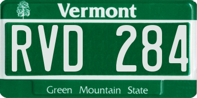 VT license plate RVD284
