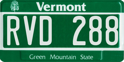 VT license plate RVD288