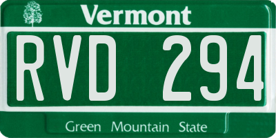 VT license plate RVD294