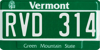VT license plate RVD314