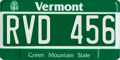 VT license plate RVD456