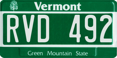 VT license plate RVD492