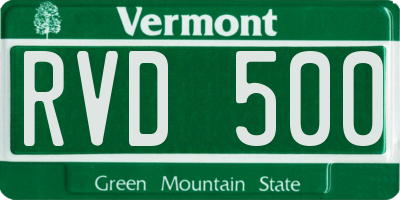 VT license plate RVD500