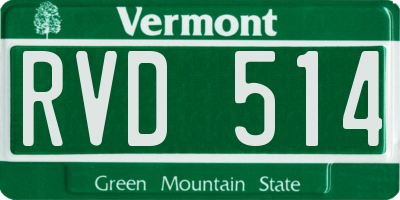 VT license plate RVD514
