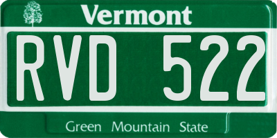 VT license plate RVD522