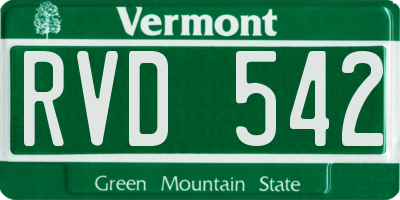 VT license plate RVD542