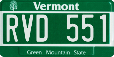 VT license plate RVD551