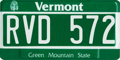 VT license plate RVD572