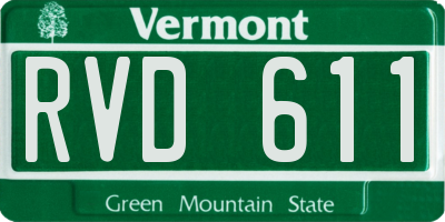 VT license plate RVD611