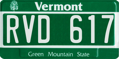 VT license plate RVD617