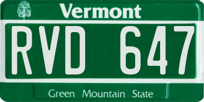 VT license plate RVD647