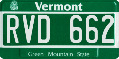 VT license plate RVD662