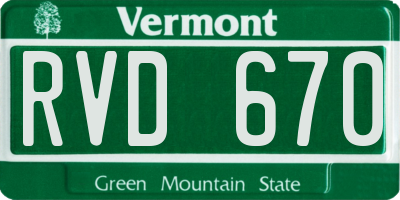 VT license plate RVD670