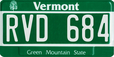 VT license plate RVD684