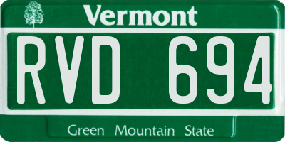 VT license plate RVD694