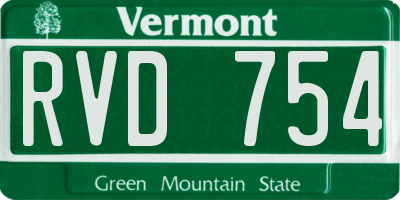 VT license plate RVD754