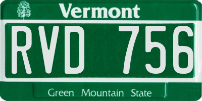 VT license plate RVD756