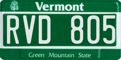 VT license plate RVD805