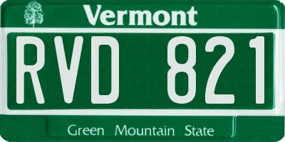 VT license plate RVD821