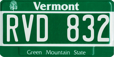 VT license plate RVD832