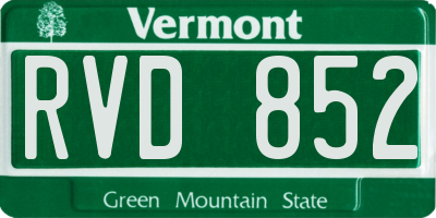VT license plate RVD852