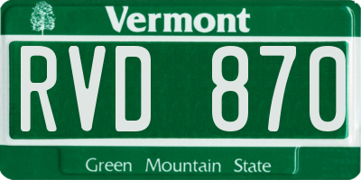 VT license plate RVD870