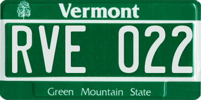 VT license plate RVE022