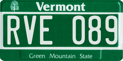VT license plate RVE089