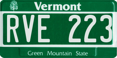 VT license plate RVE223
