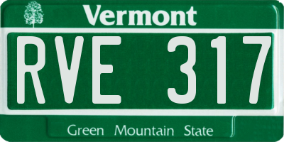 VT license plate RVE317