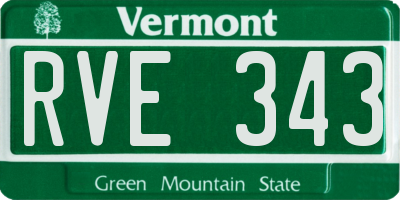 VT license plate RVE343