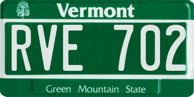 VT license plate RVE702