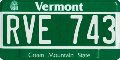VT license plate RVE743
