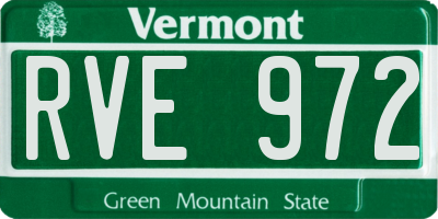 VT license plate RVE972