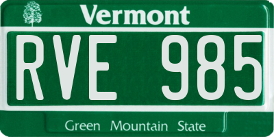 VT license plate RVE985