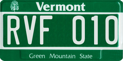 VT license plate RVF010
