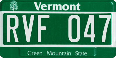 VT license plate RVF047