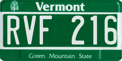 VT license plate RVF216