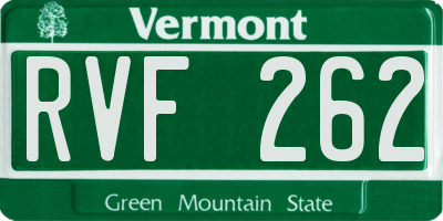 VT license plate RVF262