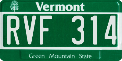 VT license plate RVF314
