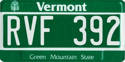 VT license plate RVF392