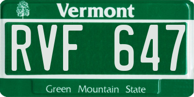 VT license plate RVF647
