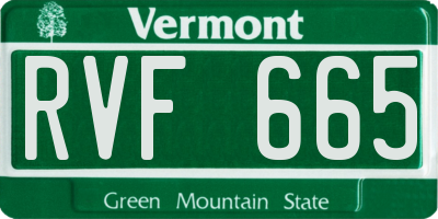 VT license plate RVF665