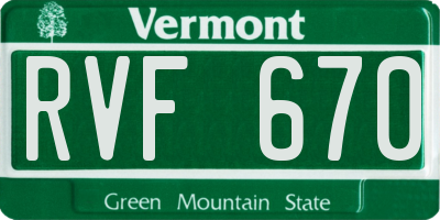 VT license plate RVF670