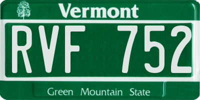 VT license plate RVF752